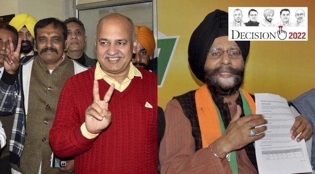 AAP candidate Kunwar Vijay Pratap Singh, former IPS officer with Delhi Deputy CM Manish Sisodia (left), Jagmohan Singh Raju, Retd. IAS officer and BJP candidate (right) | PTI
