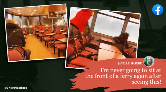 Strong waves crashing through ferry window in Germany, Waves crash through a ferry in Germany, Video terrifying waves crash ferry in Germany, Indian Express