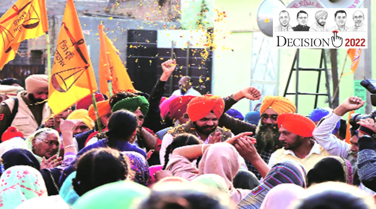 SAD candidate Manpreet Ayali during a campaign in Ludhiana’s Dakha constituency. (Photo by Gurmeet Singh)