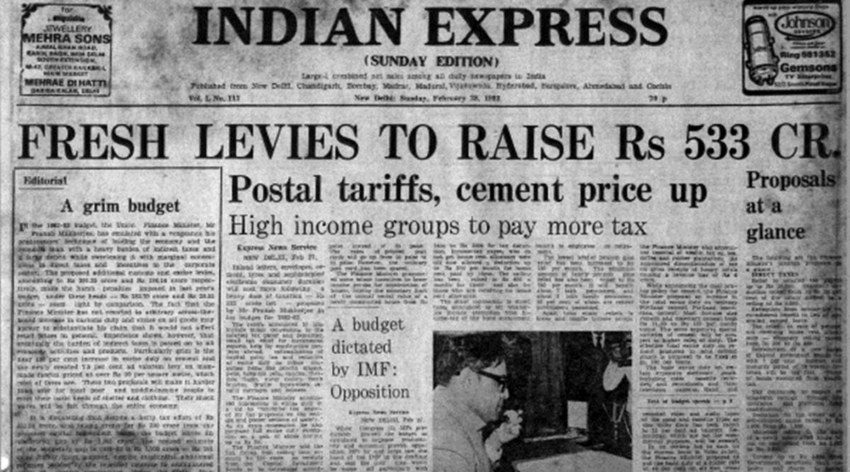 India, Pranab Mukherjee, budget, India 1982, IMF, Subramaniam Swamy, Somnath Chatterji, defence expenditure, indian express