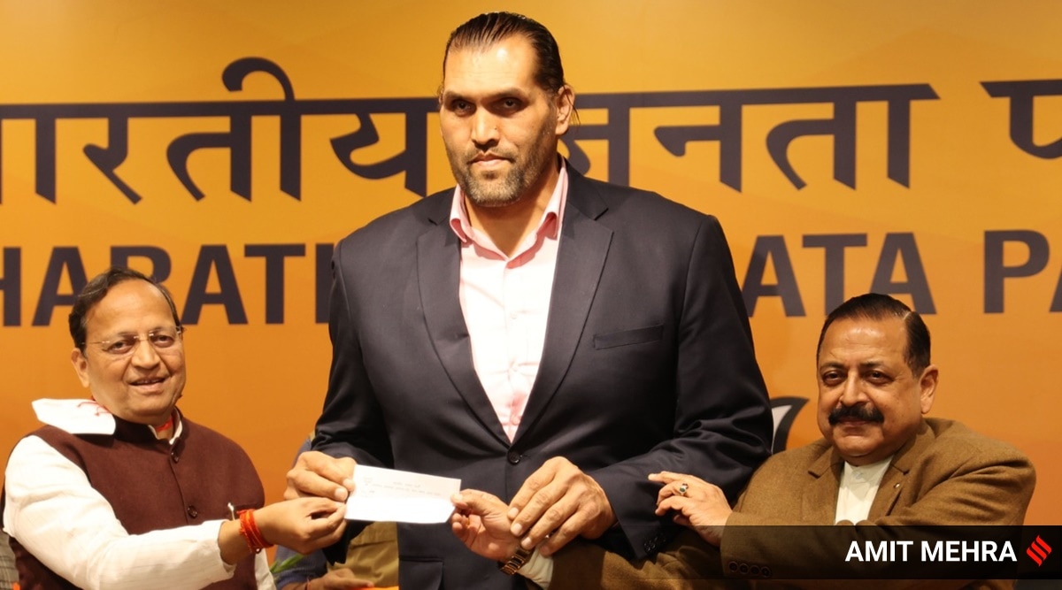The Great Khali joins the Bharatiya Janata Party (Express Photo by Amit Mehra)