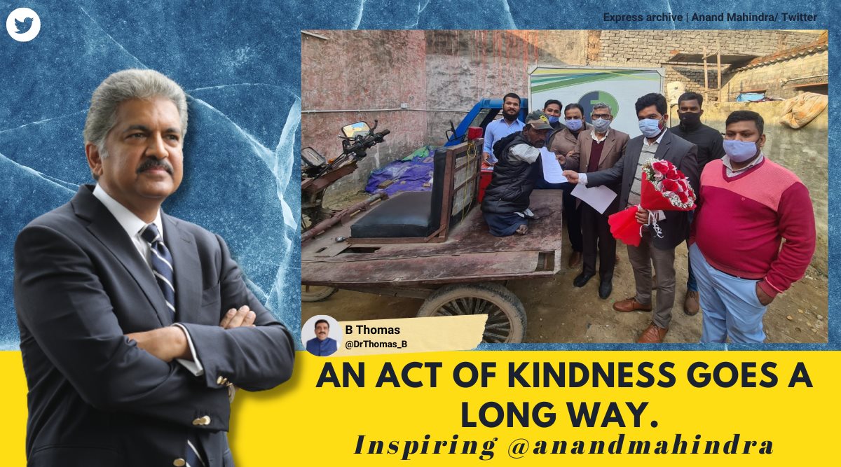 anand mahindra, anand mahindra gives job to disabled delhi man, mahindra logictics hire disabled van driver, good news, indian express