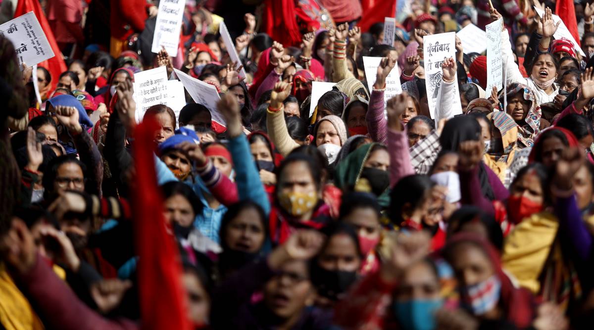 Delhi anganwadi workers, anganwadi protest, anganwadi workers protest, delhi news, delhi govt, indian express