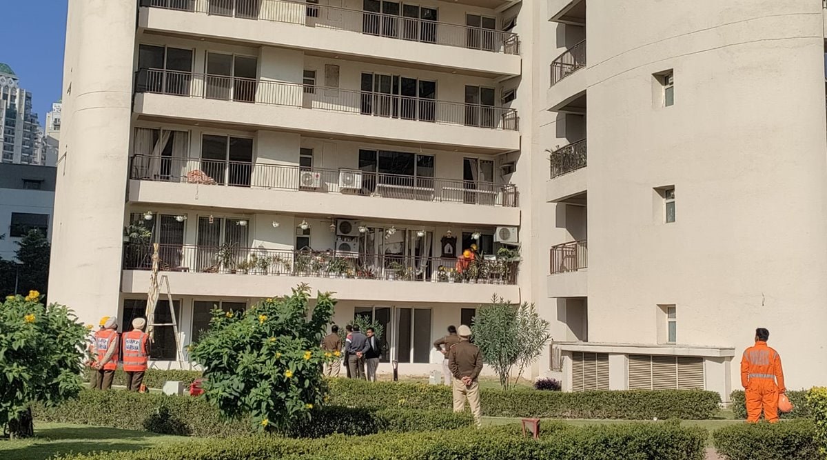 Gurgaon, Gurgaon latest news, National Disaster Response Force, State Disaster Response Force, Chintels Paradiso society, Delhi latest news, Ankita Choudhary, indian express