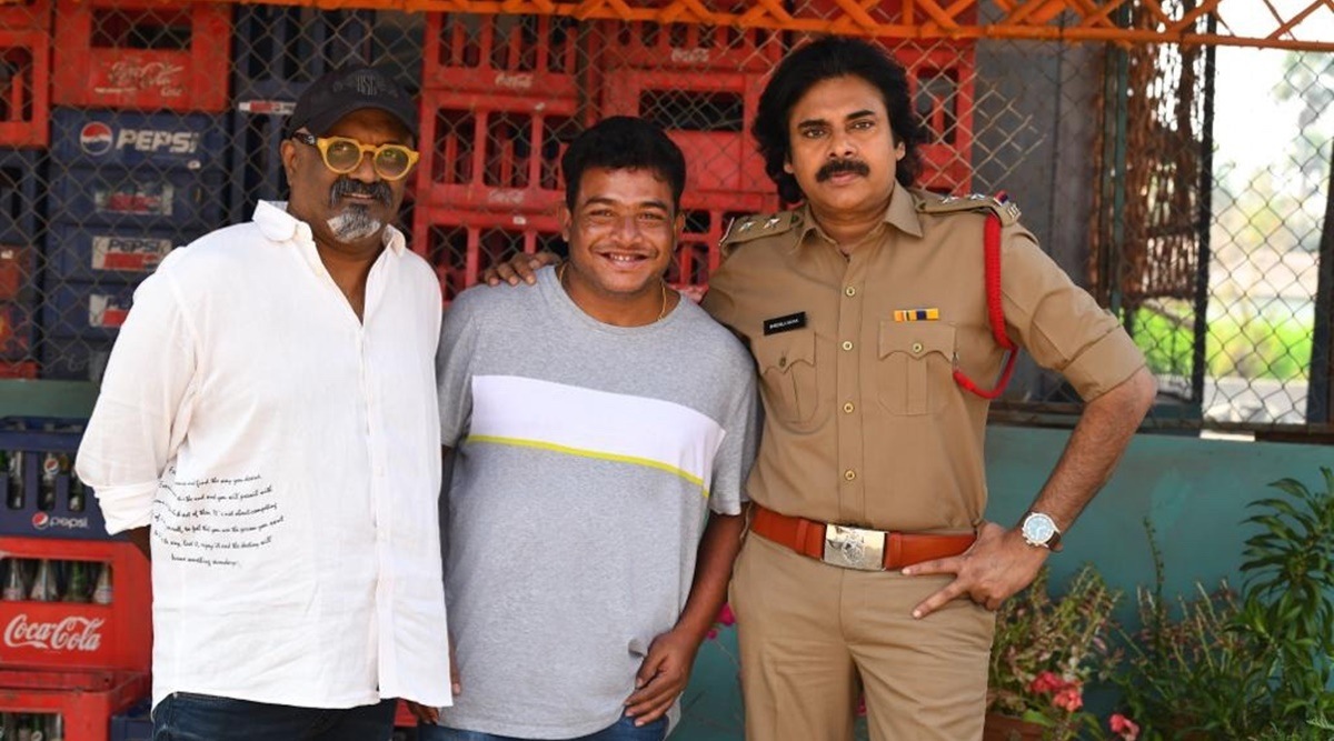 Pawan Kalyan on the sets of Bheemla Nayak. (Photo: Twitter/saagar_chandrak)