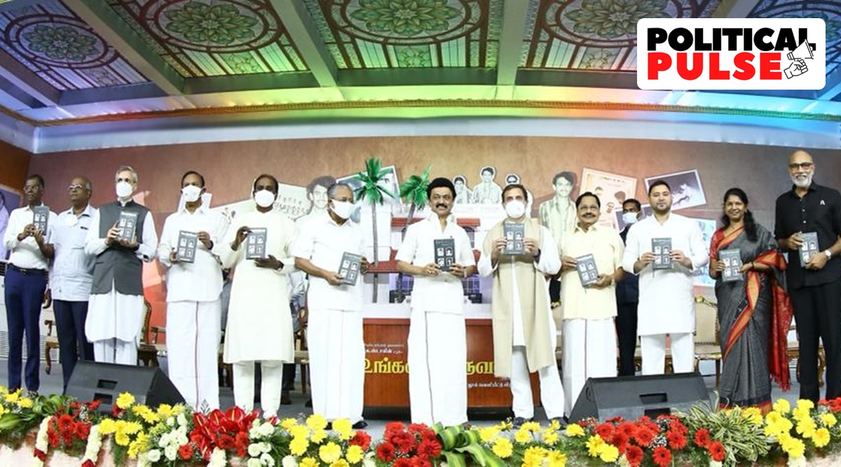 The DMK chief's autobiography release was organised as a “grand event”, with prominent guests brought to Chennai in chartered aircraft for it. Twitter/@mkstalin)
