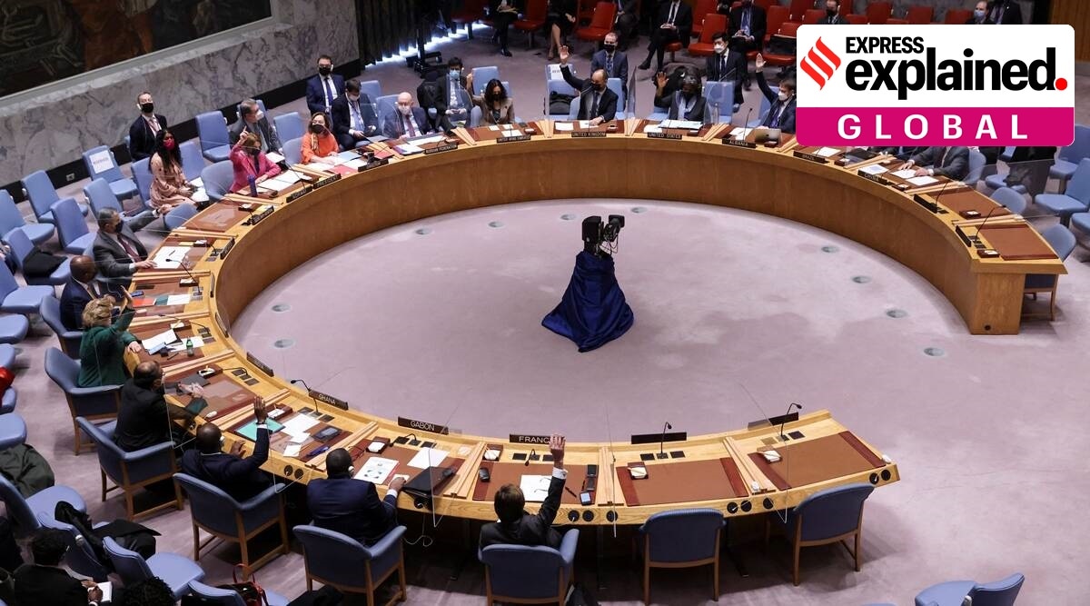 A general view during a meeting of the UN Security Council on the situation between Russia and Ukraine, at the United Nations Headquarters in Manhattan, New York City, US, January 31, 2022. (Reuters)