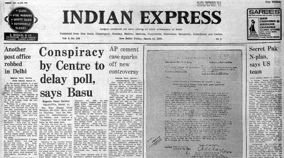 March 12, 1982, Forty Years Ago Basu Sees Conspiracy The Indian Express