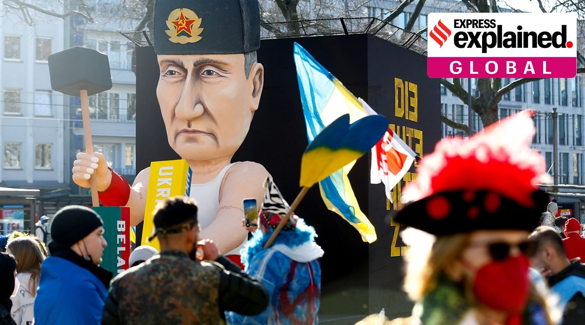 A carnival float depicting Russian President Vladimir Putin is seen at the peace demonstration after Russia invaded Ukraine, in Cologne, Germany, February 28, 2022. (Reuters)