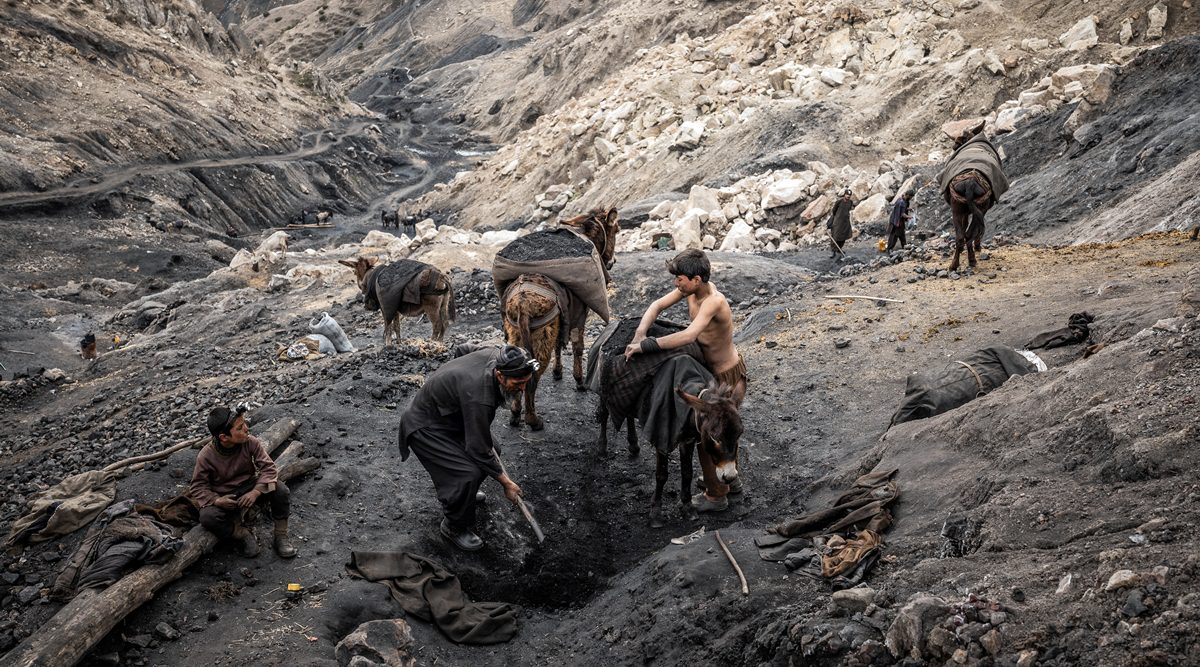 People at work at the Chinarak mine, in the hills of Baghlan Province north of the Afghan capital of Kabul. (The New York Times)