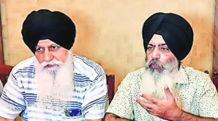 Party leaders HS Dhami (left) and Kanwar Pal Singh 