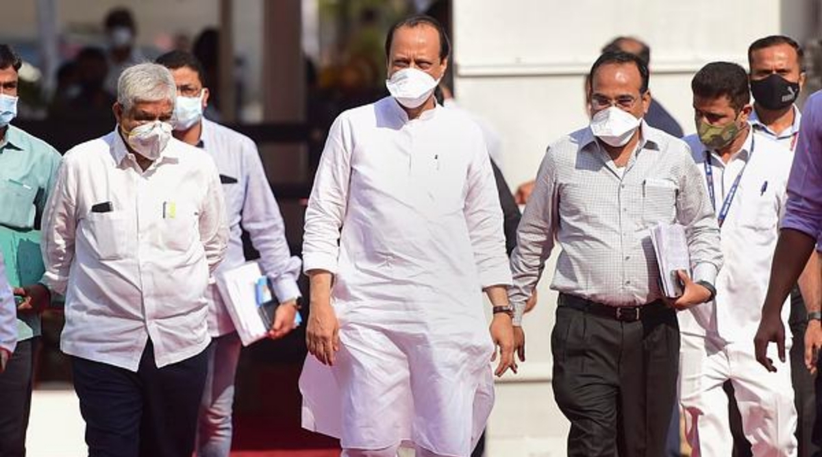Deputy CM Ajit Pawar arrives at the Assembly on the second day of budget session, in Mumbai, Friday, March 4, 2022.  (PTI)