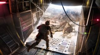 A soldier jumping out of an aircraft in a still from Activision's Call of Duty:Warzone. The company plans to release a mobile version soon.