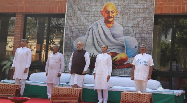 Speaking on the occasion, Shah implored the cyclists to spread Mahatma Gandhi’s ideals. (Express photo)