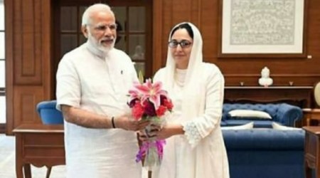 Dr Darakshan Andrabi with PM Modi. (Twitter)

