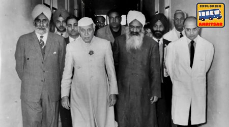 Former Prime Minister Jawaharlal Nehru with Partap Singh Kairon, Dr S S Anand (extreme left), Dr K L Wig (extreme right).  