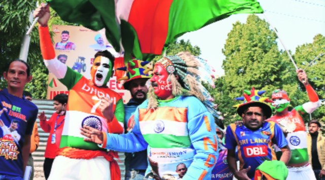 Fans outside the PCA stadium in Mohali. (Express Photo by Jasbir Malhi)