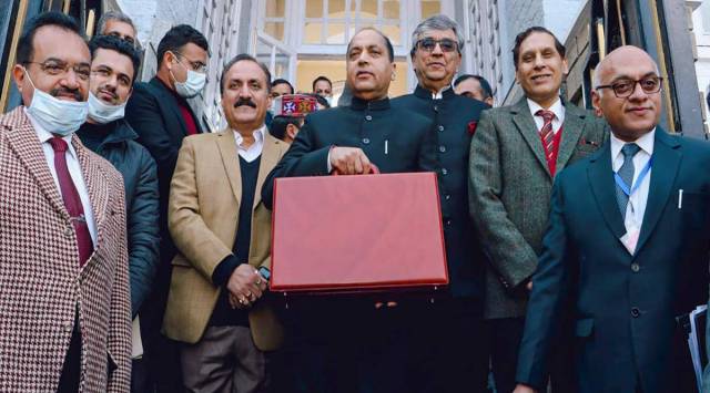 Himachal Pradesh CM Jai Ram Thakur arrives to present the state Budget in the Assembly, in Shimla. (PTI)