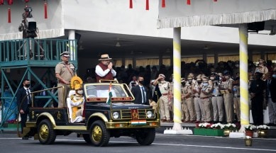 Union Home Minister Amit Shah on Sunday (March 6) attended the 53rd Raising Day ceremony of Central Industrial Security Force (CISF) at Indirapuram in Ghaziabad,Express Photo by Gajendra Yadav,060322