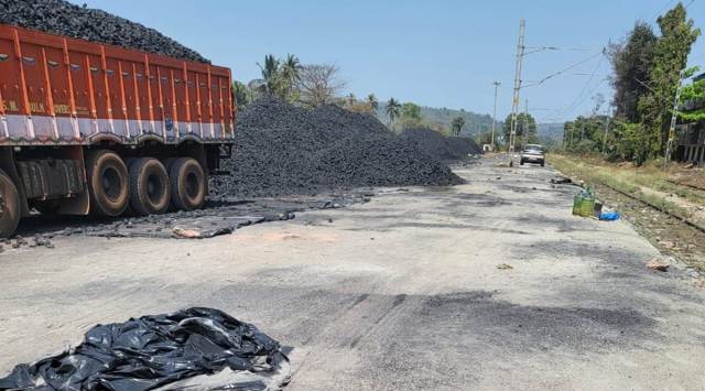 A spokesperson for the Konkan Railway Corporation Limited said the coal belongs to the Vedanta Group and is meant to be transported to Jharkhand. (Express Photo)