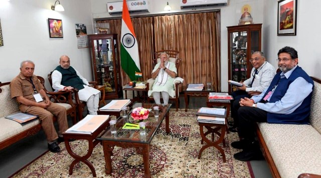 PM Narendra Modi presides over a meeting of the Shree Somnath Trust in Gandhinagar, Friday. (PTI)