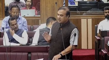 Chief Minister Himanta Biswa Sarma speaking in the Assam Legislative Assembly. (Photo: Twitter/@CMOfficeAssam)