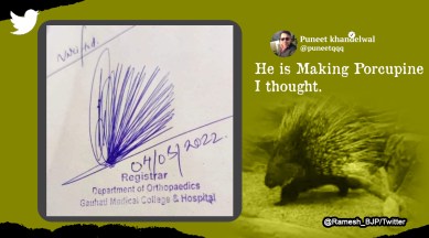 signature of official, porcupine, official signature, illegible signature, Guahati Medical College and Hospital registrar, indian express