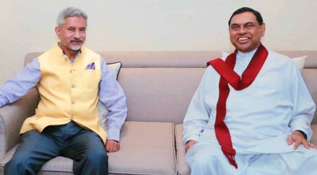 External Affairs Minister S Jaishankar with Sri Lanka's Finance Minister Basil Rajapaksa. (Twitter/@DrSJaishankar)