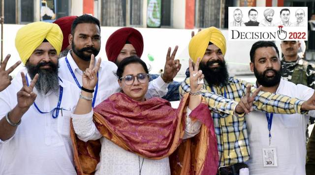 AAP’s Jeevan Jyot Kaur after her victory. (Express photo by Rana Simranjeet Singh)