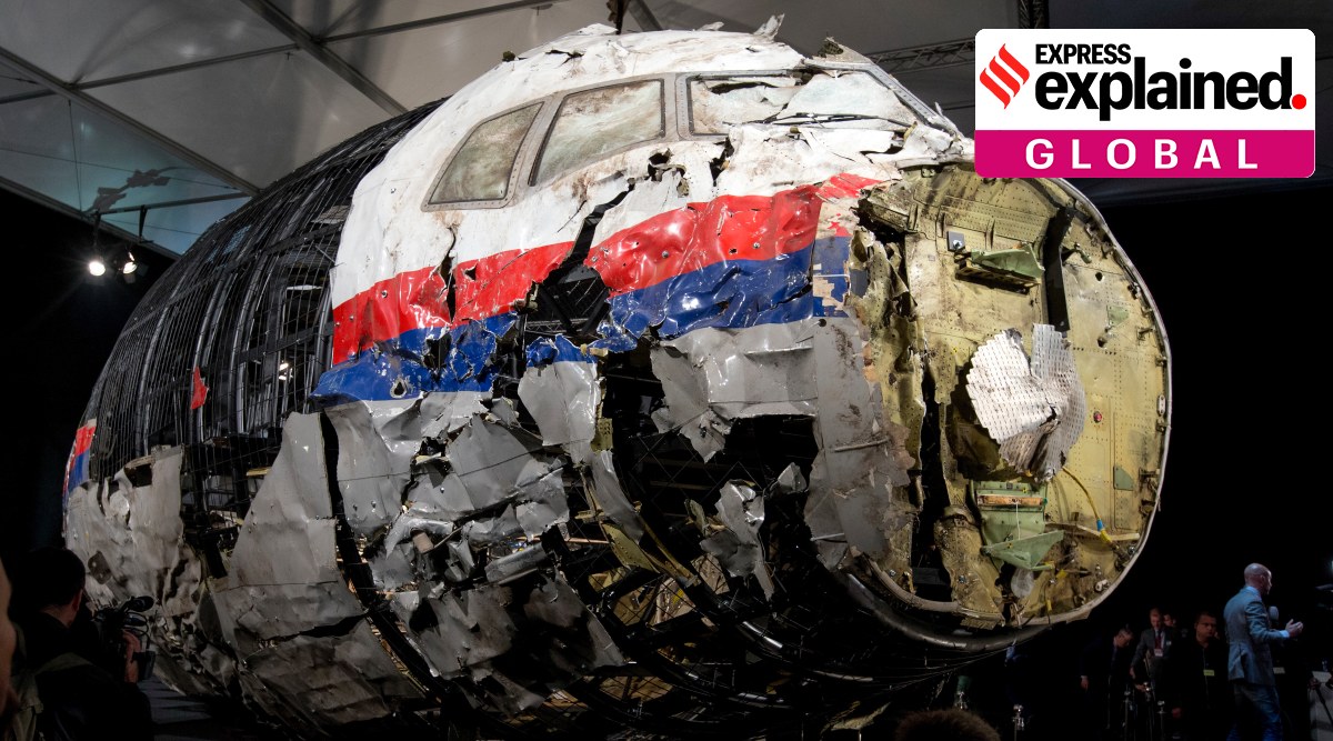 The reconstructed wreckage of Malaysia Airlines Flight MH17, put on display during a press conference in Gilze-Rijen, central Netherlands. (AP Photo/Peter Dejong, File)


