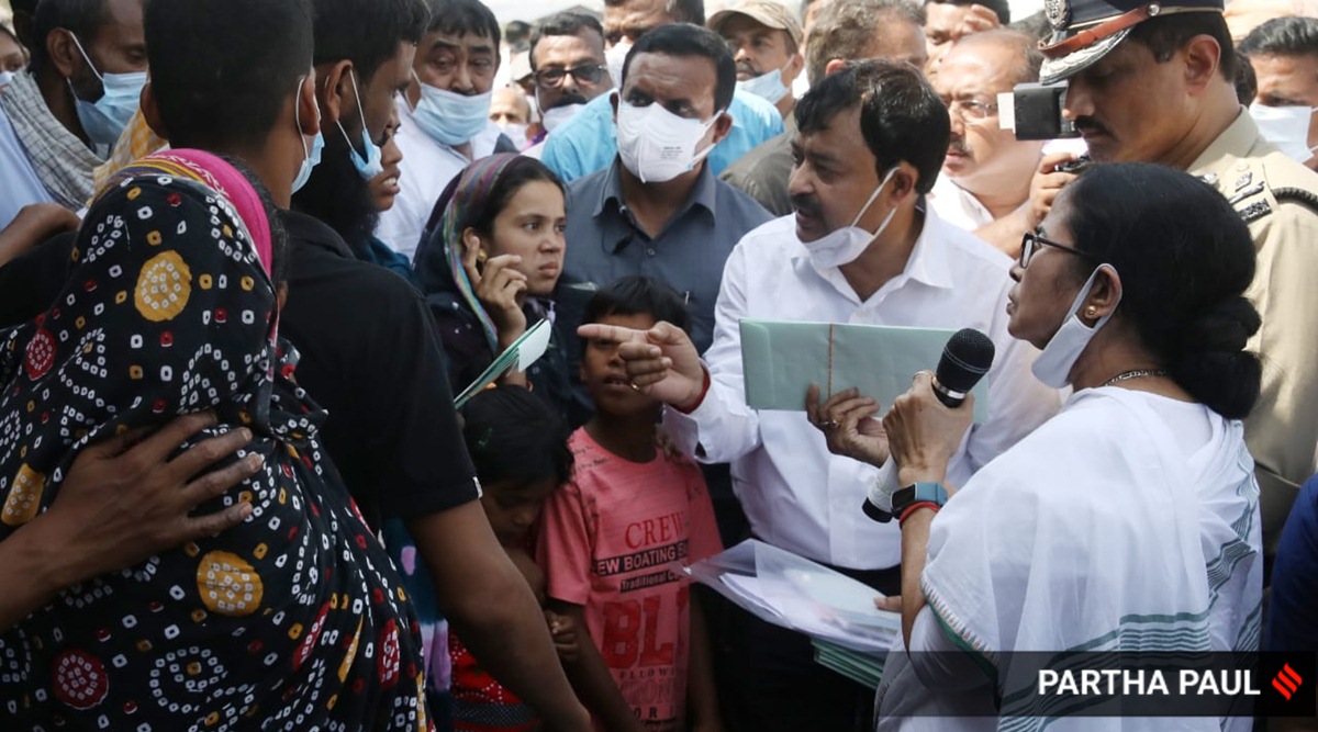 West Bengal Chief Minister Mamata Banerjee in Bogtui village in Birbhum on Thursday. (Express Photo: Partha Paul)