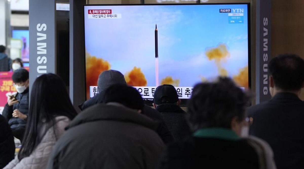 People watch a TV showing a file image of North Korea's missile launch during a news program at the Seoul Railway Station in Seoul, South Korea. (Representational/AP)