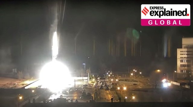 Surveillance camera footage shows Zaporizhzhia nuclear power plant during shelling in Enerhodar, Zaporizhia Oblast, Ukraine, on Friday. (Photo: Reuters)