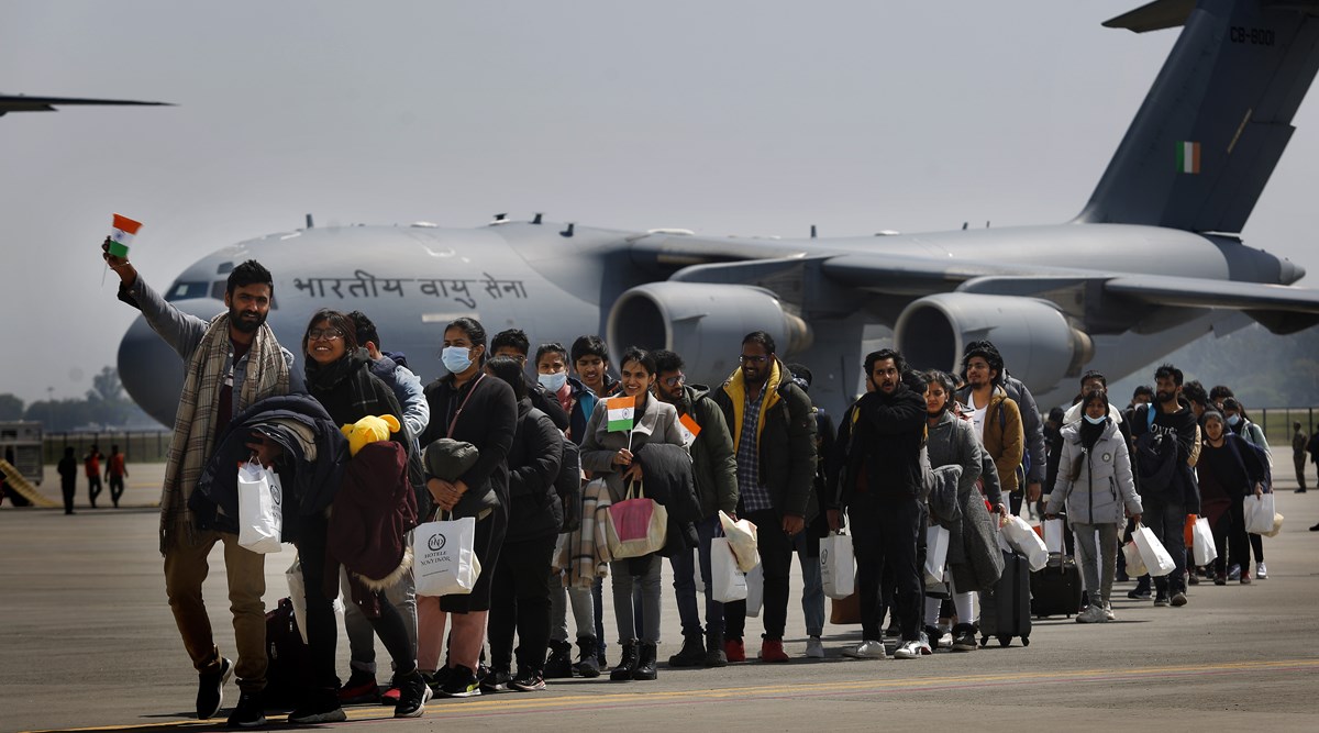 Students arrive at Hindon airbase, Ghaziabad. (Praveen Khanna)