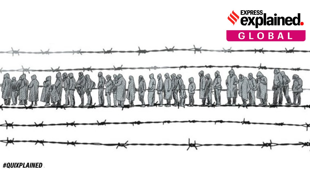 According to a United Nations estimate, over 3.1 million people have fled Ukraine to neighbouring countries in the last three weeks. (Illustration: Suvajit Dey)