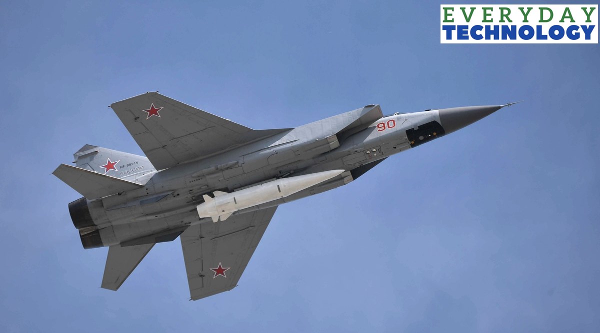 A Kinzhal missile is carried by a Mikoyan MiG-31K interceptor (Source: Wikimedia Commons)