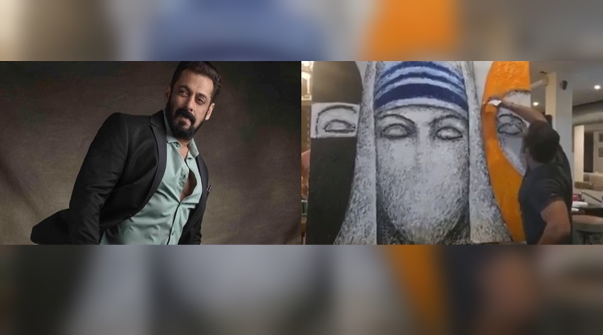 Salman Khan, Salman Khan painting, Salman Khan art, Salman Khan artwork, Salman Khan painting of Mother Teresa, Salman Khan solo show, Salman Khan news, indian express news