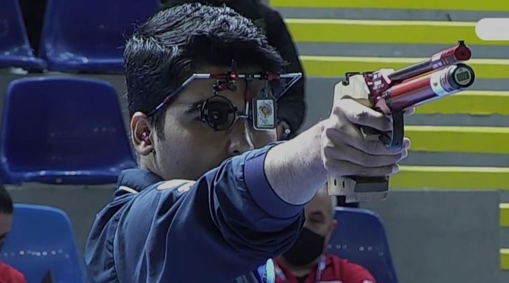 The 19-year Saurabh, an Olympian who also has a Youth Olympic gold medal to his name, was third in the men's 10m air pistol qualification stage with a total of 584 points, making it through to the elimination as one of the top eight shooters. (Twitter/SAI Media)