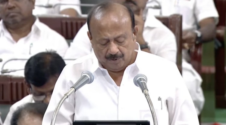 Tamil Nadu Agriculture Minister MRK Paneerselvam presenting the agriculture budget for 2022-23. (Youtube/TNDIPR)