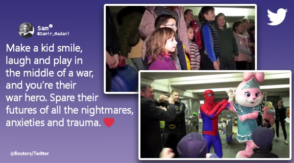 superheroes play with children in Ukraine, Ukraine, spiderman, batsman, pink rabbit, Ukraine Russia war, children in Ukraine, indian express