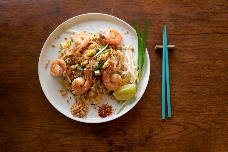 Pad Thai made by cooking teacher Watcharee Limanon, in Yarmouth, Maine, on March 15, 2022. (Dennis Welsh/The New York Times)