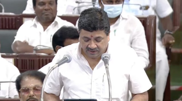 Tamil Nadu Finance Minister PTR Palanivel Thiagarajan at the state assembly in Fort St. George. (Youtube/TNDIPR)