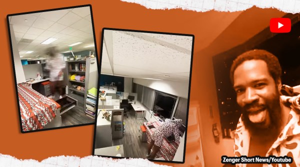 man lives in cubicle, man moves to office cubicle, US man protest against low salary, indian express