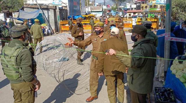 Police at the blast site in Udhampur, Wednesday. (PTI)