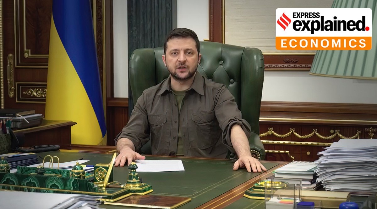 Ukraine's President Volodymyr Zelenskyy speaks from Kyiv, Ukraine, on Wednesday, March 16, 2022. (Ukrainian Presidential Press Office via AP)


