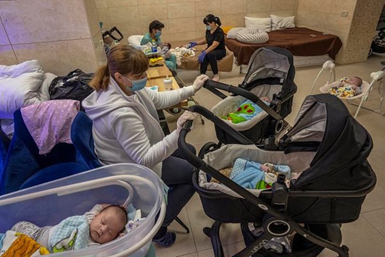 Surrogate babies, Ukraine war, surrogate mothers in Ukraine, surrogate mothers deliver babies Ukraine, indian express news