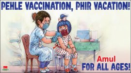amul, amul cartoon, amul latest topical, covid vaccine 12 to 14 years old, amul cartoon covid vaccination drive, indian express