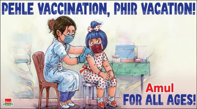 amul, amul cartoon, amul latest topical, covid vaccine 12 to 14 years old, amul cartoon covid vaccination drive, indian express