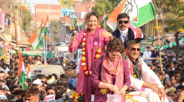Aradhana Mishra, had accompanied Priyanka Gandhi Vadra across the state on her women-centred campaign, called “Larki hun, lar sakti hun (I am a girl, and I can fight”. (Twitter/@aradhanam7000)