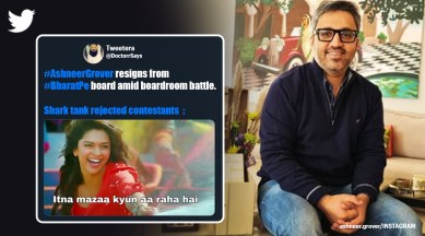 Ashneer Grover, bharatpe, Ashneer Grover resigns, Ashneer Grover bharatpe resignation, Ashneer Grover memes, indian express